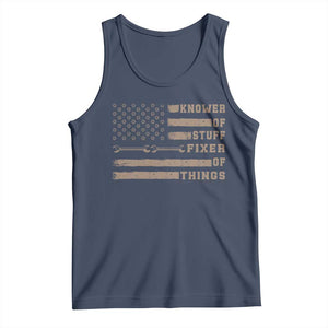 Knower Of Stuff Fixer Of Things Tank Top Funny Handyman Dad Husband Vintage American Flag TS11 Navy Print Your Wear