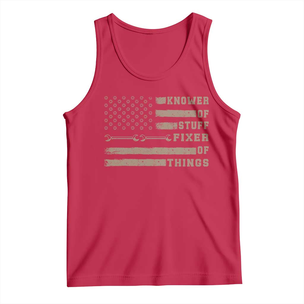 Knower Of Stuff Fixer Of Things Tank Top Funny Handyman Dad Husband Vintage American Flag TS11 Red Print Your Wear