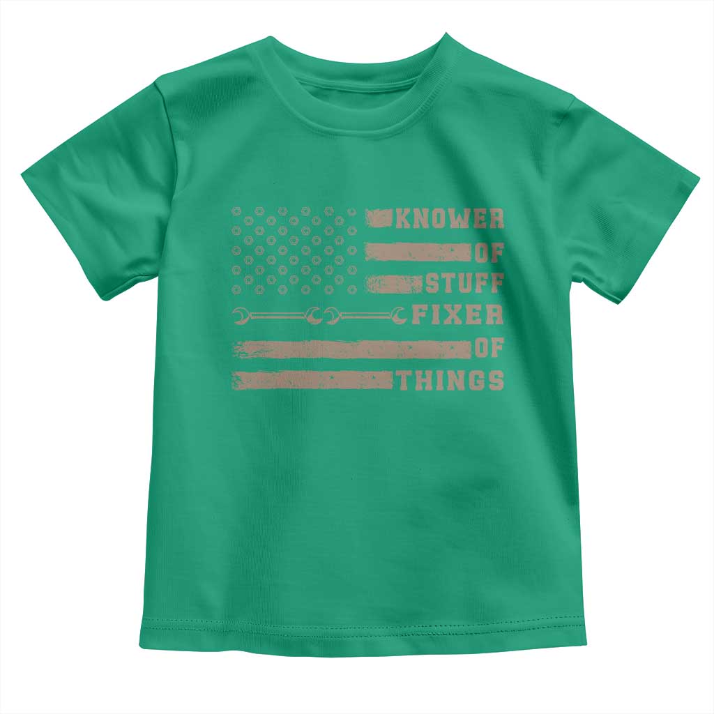 Knower Of Stuff Fixer Of Things Toddler T Shirt Funny Handyman Dad Husband Vintage American Flag TS11 Irish Green Print Your Wear