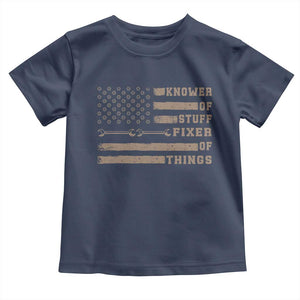 Knower Of Stuff Fixer Of Things Toddler T Shirt Funny Handyman Dad Husband Vintage American Flag TS11 Navy Print Your Wear