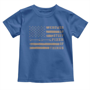 Knower Of Stuff Fixer Of Things Toddler T Shirt Funny Handyman Dad Husband Vintage American Flag TS11 Royal Blue Print Your Wear