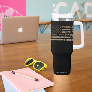 Knower Of Stuff Fixer Of Things Tumbler With Handle Funny Handyman Dad Husband Vintage American Flag TS11 Print Your Wear