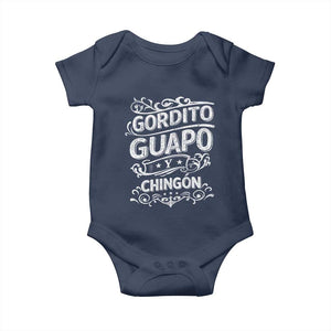 Gordito Guapo y Chingon Baby Onesie Funny Mexican Spanish Saying TS11 Navy Print Your Wear