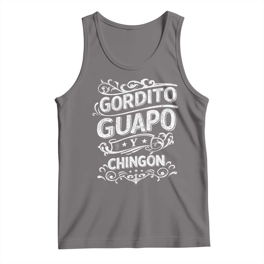 Gordito Guapo y Chingon Tank Top Funny Mexican Spanish Saying TS11 Deep Heather Print Your Wear