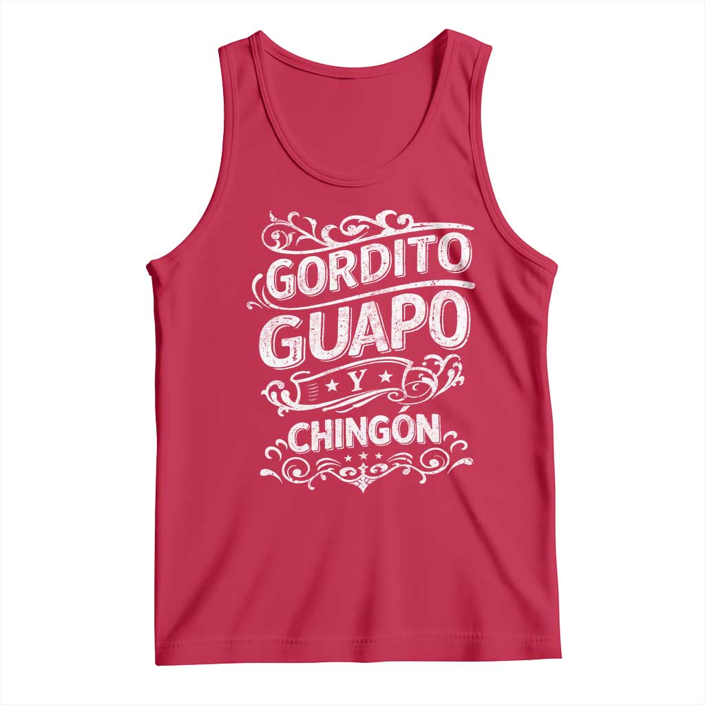 Gordito Guapo y Chingon Tank Top Funny Mexican Spanish Saying TS11 Red Print Your Wear