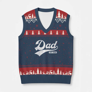 Dad Est 2026 V-Neck Knit Sweater Vest Funny New Dad Baby Announcement TS11 Navy Red Print Your Wear