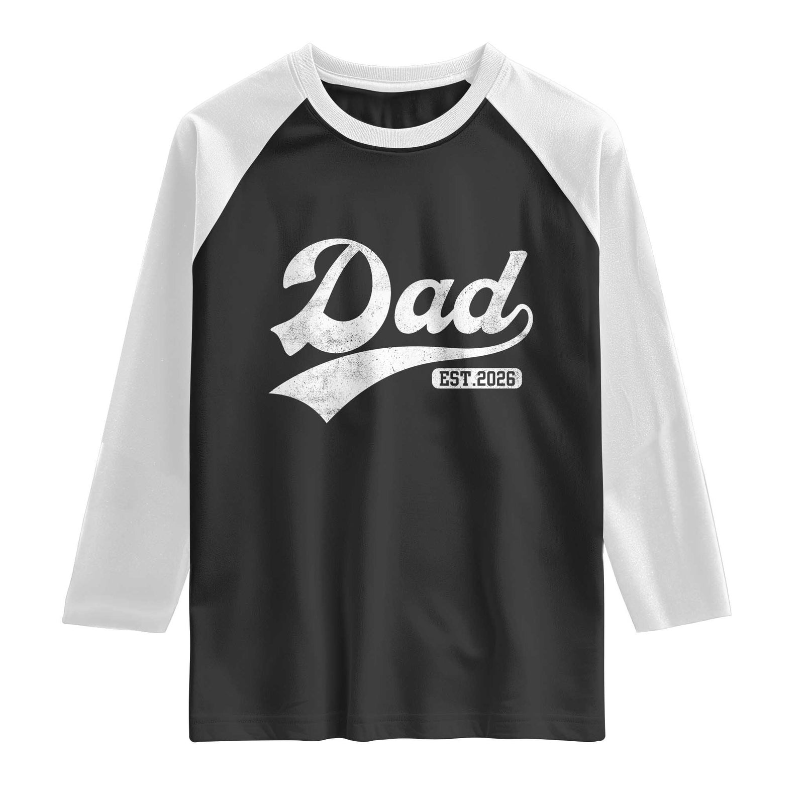 Dad Est 2026 Raglan Shirt Funny New Dad Baby Announcement TS11 Black White Print Your Wear