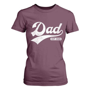 Dad Est 2026 T Shirt For Women Funny New Dad Baby Announcement TS11 Maroon Print Your Wear