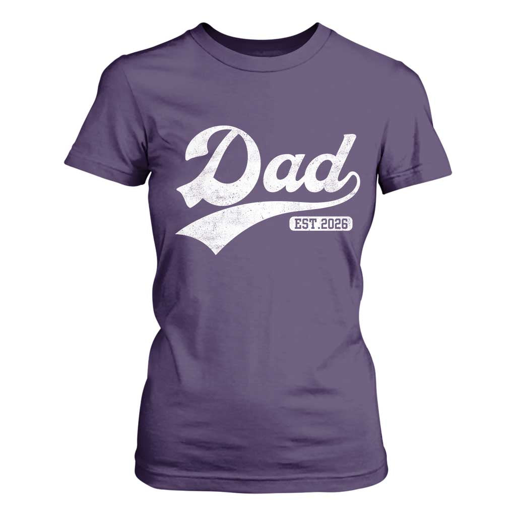 Dad Est 2026 T Shirt For Women Funny New Dad Baby Announcement TS11 Purple Print Your Wear