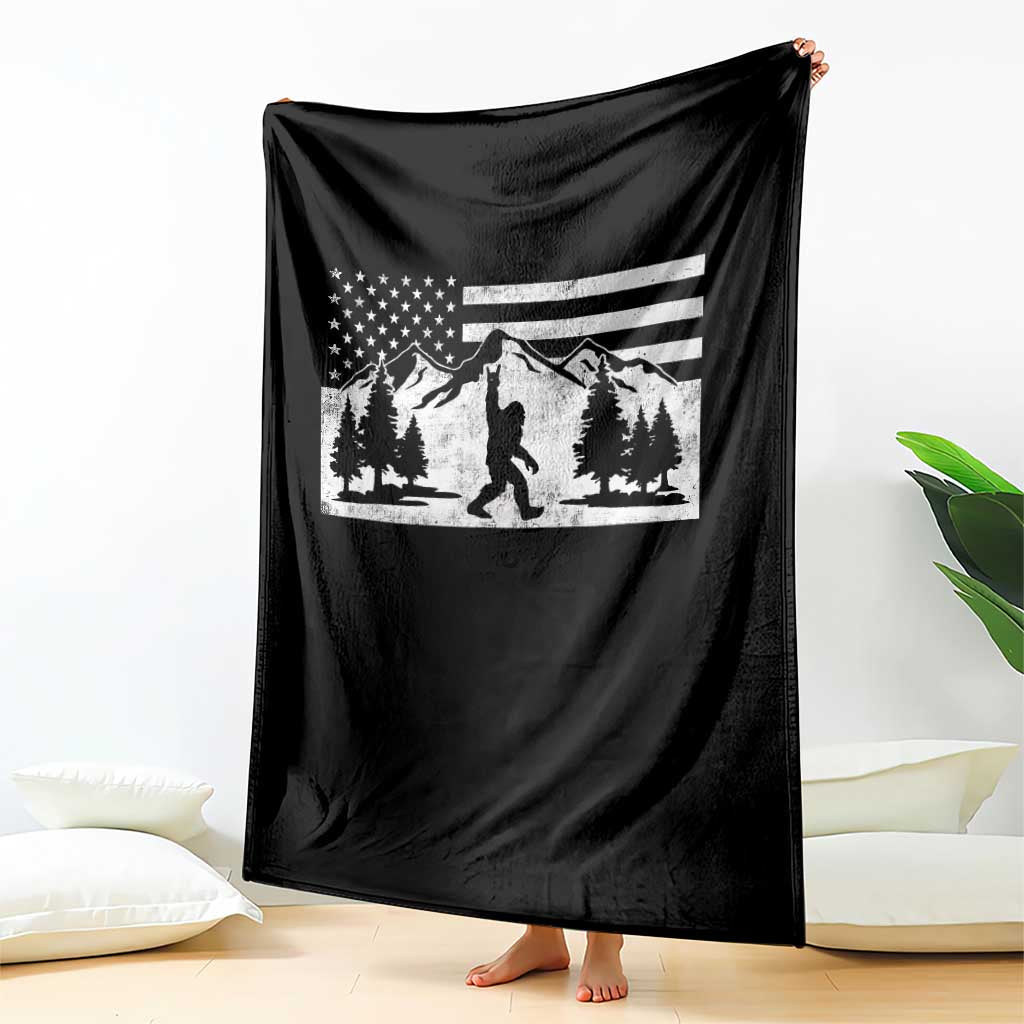 Patriotic Bigfoot American Flag in Forest Throw Blanket TS11 Print Your Wear