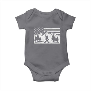 Patriotic Bigfoot American Flag in Forest Baby Onesie TS11 Charcoal Print Your Wear
