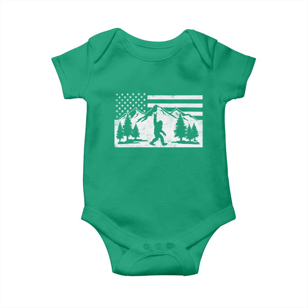Patriotic Bigfoot American Flag in Forest Baby Onesie TS11 Irish Green Print Your Wear