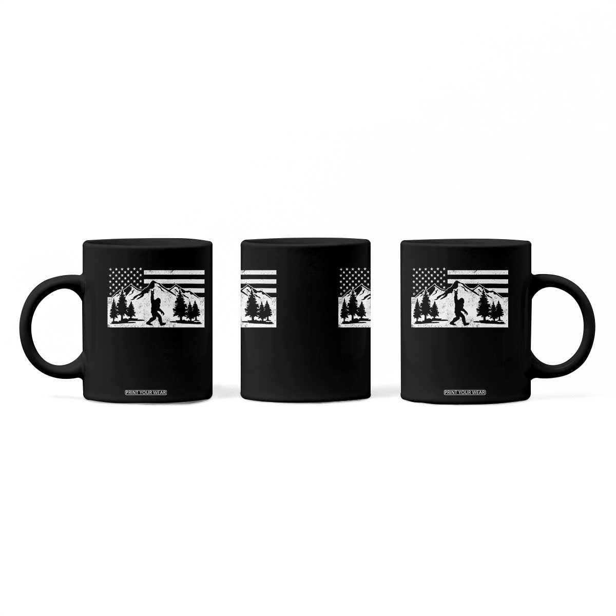 Patriotic Bigfoot American Flag in Forest Coffee Mug TS11 Print Your Wear