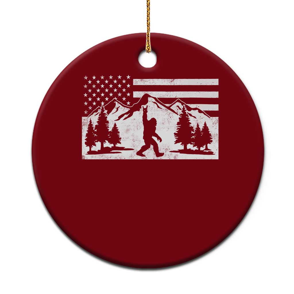 Patriotic Bigfoot American Flag in Forest Ceramic Ornament TS11 1pc Red Print Your Wear