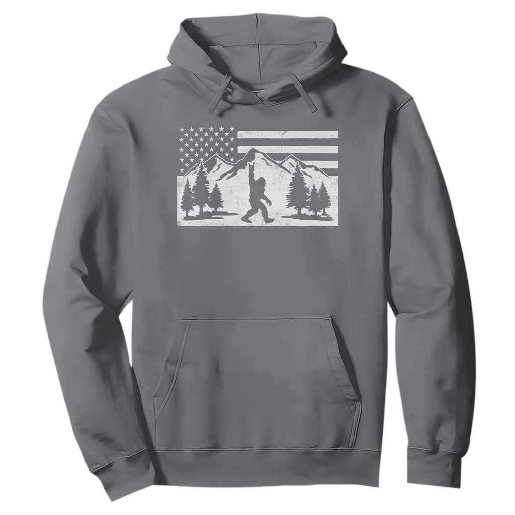 Patriotic Bigfoot American Flag in Forest Hoodie TS11 Charcoal Print Your Wear