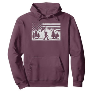 Patriotic Bigfoot American Flag in Forest Hoodie TS11 Maroon Print Your Wear
