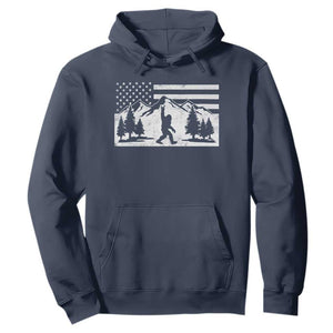 Patriotic Bigfoot American Flag in Forest Hoodie TS11 Navy Print Your Wear