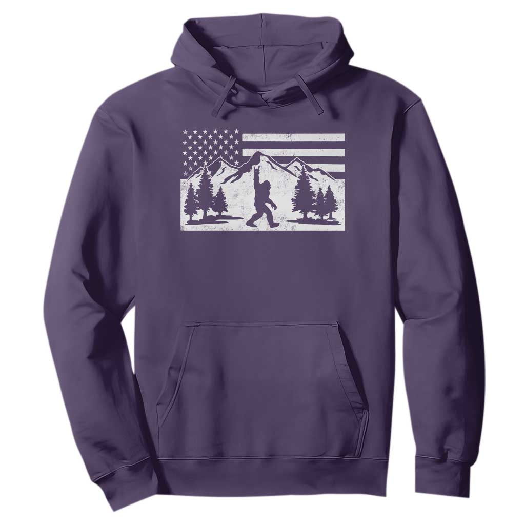 Patriotic Bigfoot American Flag in Forest Hoodie TS11 Purple Print Your Wear