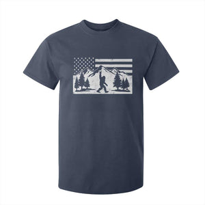 Patriotic Bigfoot American Flag in Forest T Shirt For Kid TS11 Navy Print Your Wear