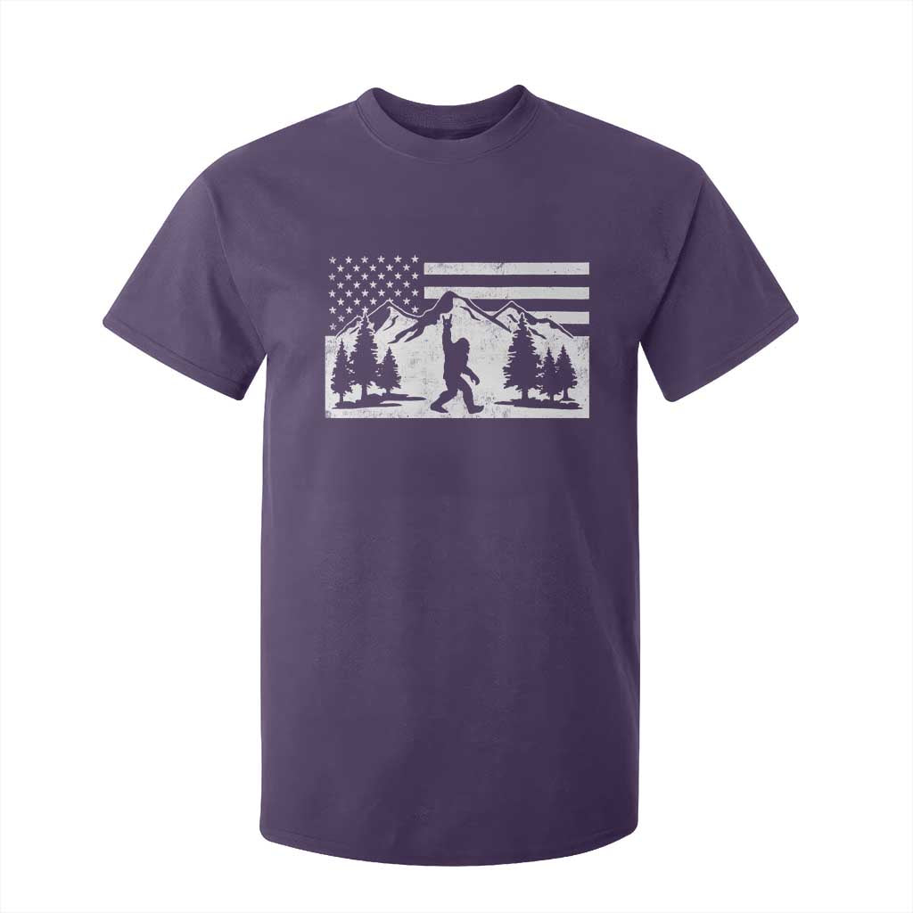 Patriotic Bigfoot American Flag in Forest T Shirt For Kid TS11 Purple Print Your Wear