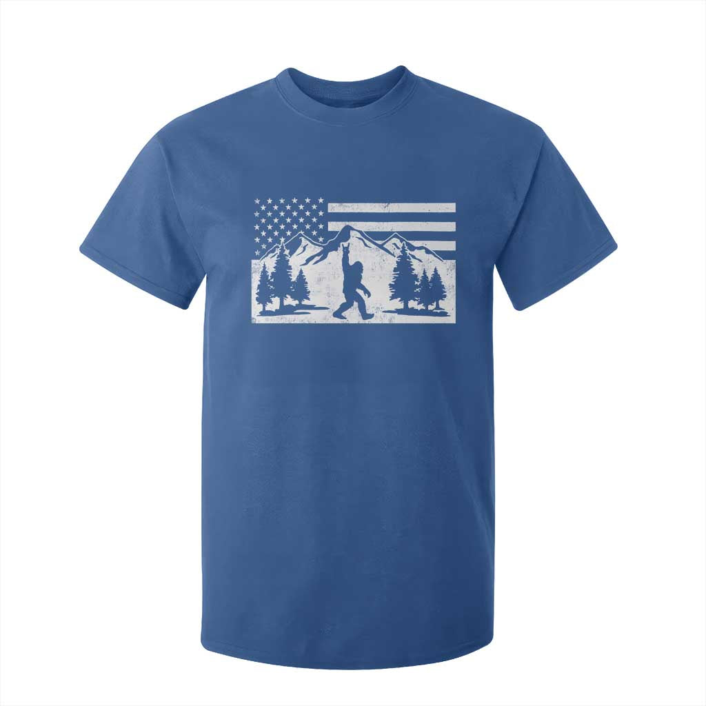 Patriotic Bigfoot American Flag in Forest T Shirt For Kid TS11 Royal Blue Print Your Wear