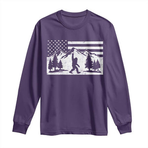 Patriotic Bigfoot American Flag in Forest Long Sleeve Shirt TS11 Purple Print Your Wear