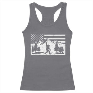 Patriotic Bigfoot American Flag in Forest Racerback Tank Top TS11 Charcoal Print Your Wear