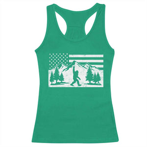 Patriotic Bigfoot American Flag in Forest Racerback Tank Top TS11 Irish Green Print Your Wear