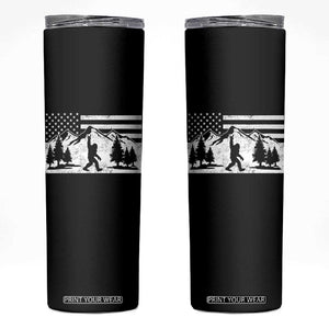 Patriotic Bigfoot American Flag in Forest Skinny Tumbler TS11 Black Print Your Wear