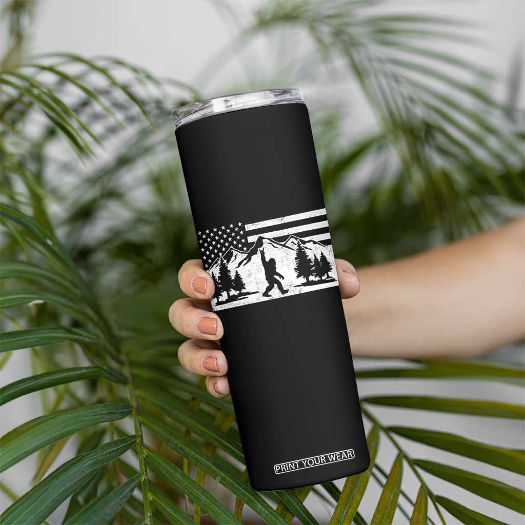 Patriotic Bigfoot American Flag in Forest Skinny Tumbler TS11 Print Your Wear