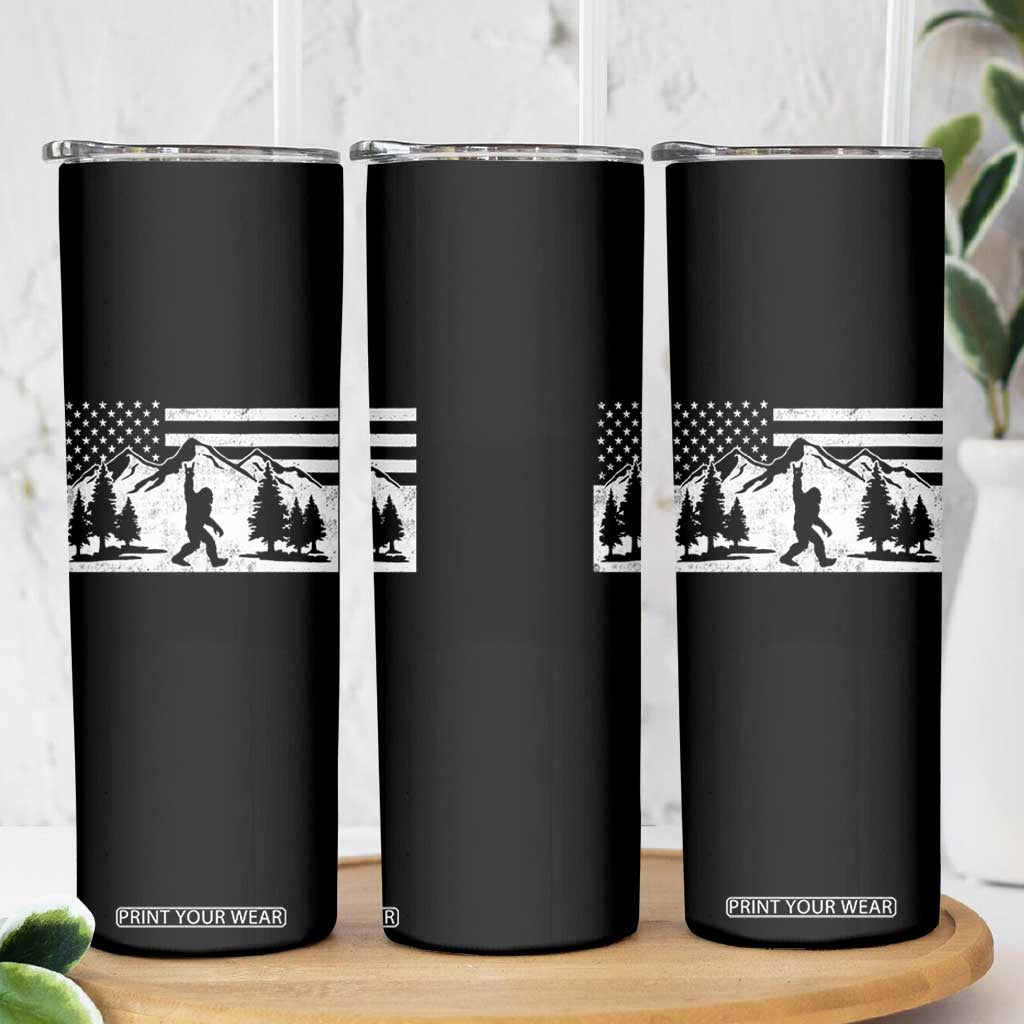 Patriotic Bigfoot American Flag in Forest Skinny Tumbler TS11 Print Your Wear