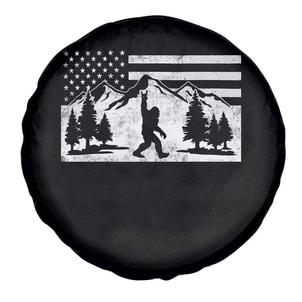 Patriotic Bigfoot American Flag in Forest Spare Tire Cover TS11 Print Your Wear