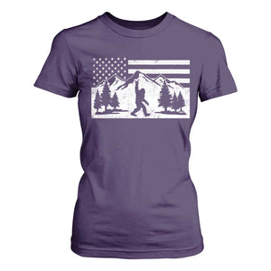 Patriotic Bigfoot American Flag in Forest T Shirt For Women TS11 Purple Print Your Wear