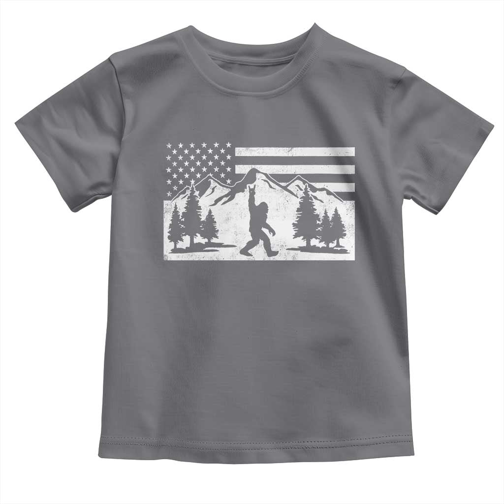 Patriotic Bigfoot American Flag in Forest Toddler T Shirt TS11 Charcoal Print Your Wear