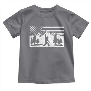 Patriotic Bigfoot American Flag in Forest Toddler T Shirt TS11 Charcoal Print Your Wear