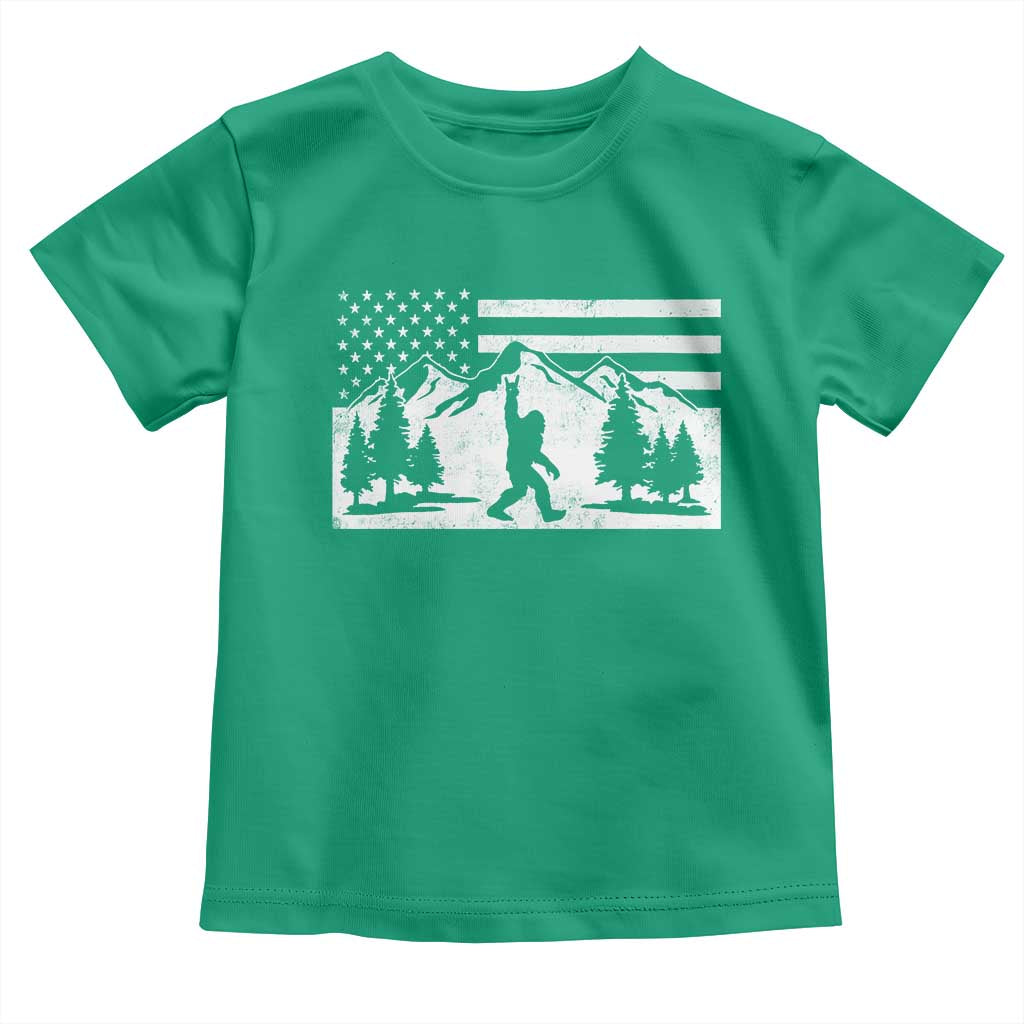 Patriotic Bigfoot American Flag in Forest Toddler T Shirt TS11 Irish Green Print Your Wear