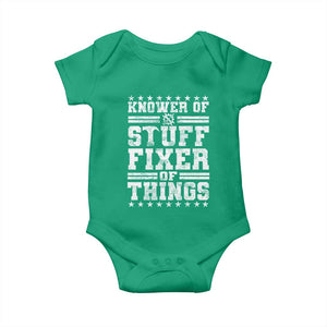 Knower Of Stuff Fixer Of Things Baby Onesie Funny Handyman Mechanic Dad TS11 Irish Green Print Your Wear