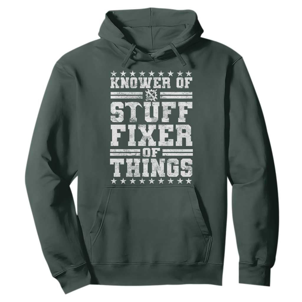 Knower Of Stuff Fixer Of Things Hoodie Funny Handyman Mechanic Dad TS11 Dark Forest Green Print Your Wear