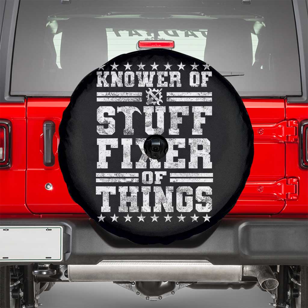 Knower Of Stuff Fixer Of Things Spare Tire Cover Funny Handyman Mechanic Dad TS11 Black Print Your Wear