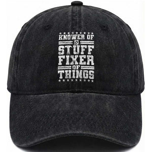 Knower Of Stuff Fixer Of Things Washed Cotton Baseball Cap Funny Handyman Mechanic Dad TS11 Print Your Wear