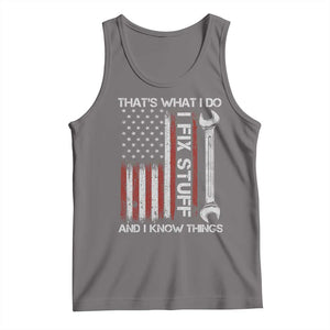 Thats What I Do I Fix Stuff And I Know Things Tank Top Funny Mechanic Engineer Vintage American Flag TS11 Deep Heather Print Your Wear