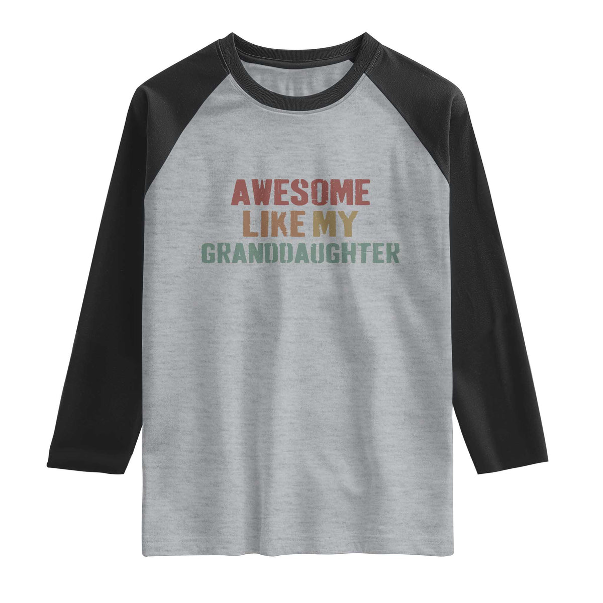 Awesome Like My Granddaughter Raglan Shirt Funny Proud Grandparents TS11 Heather Gray Black Print Your Wear