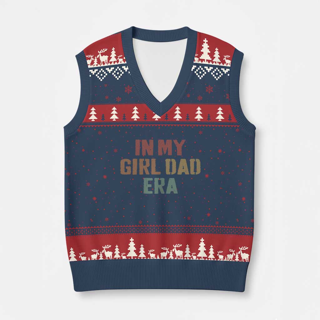 In My Girl Dad Era V-Neck Knit Sweater Vest Retro Fathers Day Gifts TS11 Navy Red Print Your Wear
