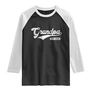 Grandpa Est 2026 Raglan Shirt New Grandpa Paternity Father's Day TS11 Black White Print Your Wear