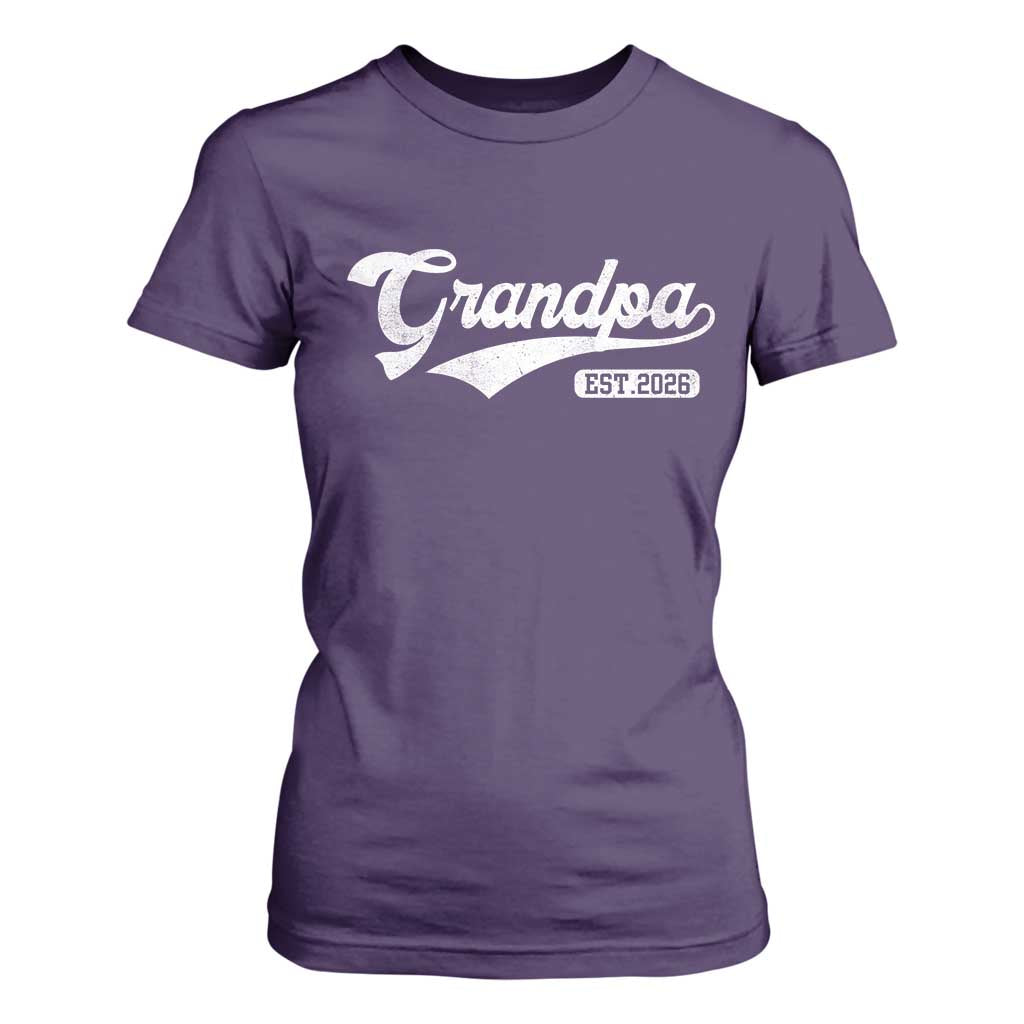 Grandpa Est 2026 T Shirt For Women New Grandpa Paternity Father's Day TS11 Purple Print Your Wear