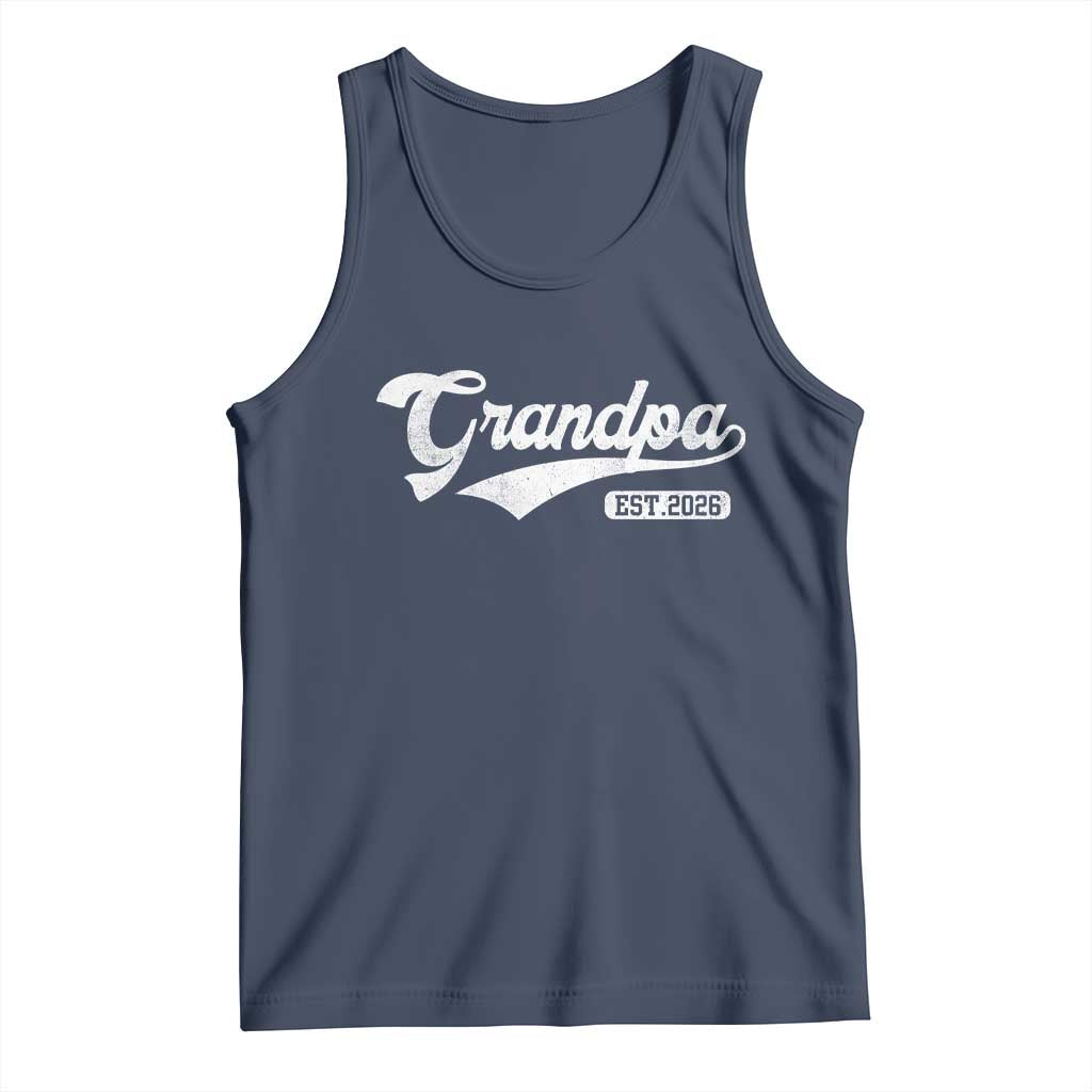 Grandpa Est 2026 Tank Top New Grandpa Paternity Father's Day TS11 Navy Print Your Wear