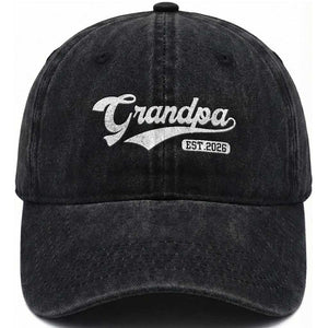 Grandpa Est 2026 Washed Cotton Baseball Cap New Grandpa Paternity Father's Day TS11 Print Your Wear