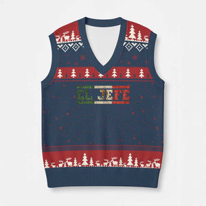 El Jefe V-Neck Knit Sweater Vest Funny Mexican Boss Spanish Slang TS11 Navy Red Print Your Wear