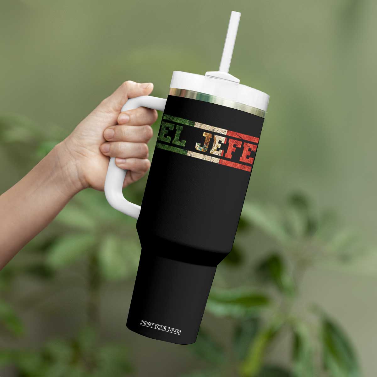 El Jefe Tumbler With Handle Funny Mexican Boss Spanish Slang TS11 Print Your Wear