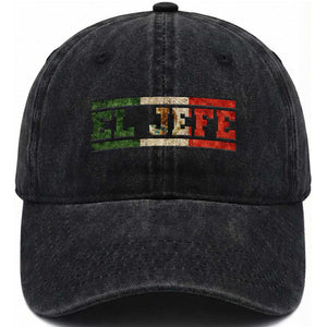 El Jefe Washed Cotton Baseball Cap Funny Mexican Boss Spanish Slang TS11 Print Your Wear